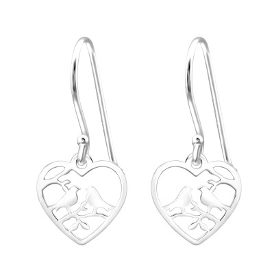 Silver Laser Cut Love Birds Earrings