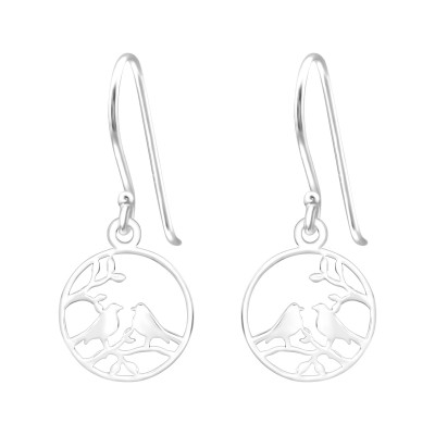 Silver Laser Cut Birds Earrings