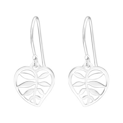 Silver Laser Cut Leaf Earrings