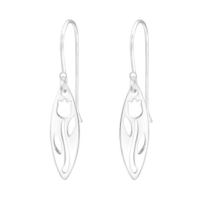 Silver Laser Cut Tulip Earrings