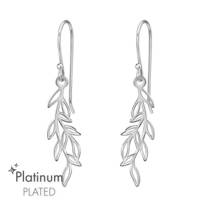 Silver Laser Cut Leaf Earrings