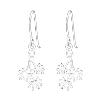 Laser Cut Dandelion Sterling Silver Earrings