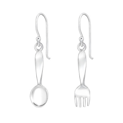 Fork and Spoon Sterling Silver Earrings