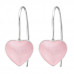 Silver Heart Earrings with Imitation Stone