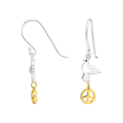 Peace Dove Sterling Silver Earrings with Epoxy