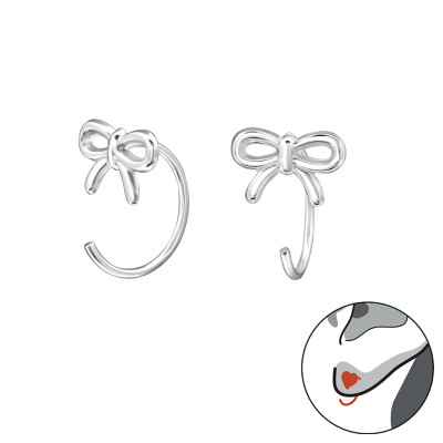 Silver Bow Ear Huggers