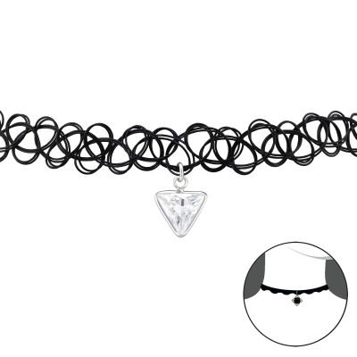 Triangle Sterling Silver Choker with Cubic Zirconia