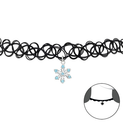 Snowflake Sterling Silver Choker with Cubic Zirconia