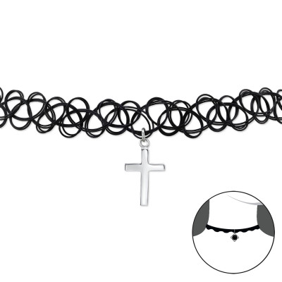 Cross Sterling Silver Choker