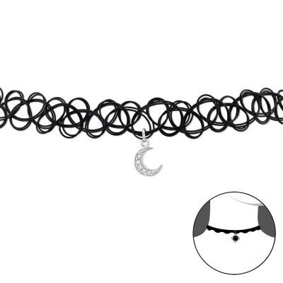 Moon Sterling Silver Choker with Cubic Zirconia