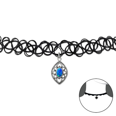 Marquise Sterling Silver Choker with Opal