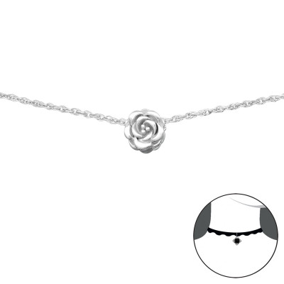 Silver Rose Choker