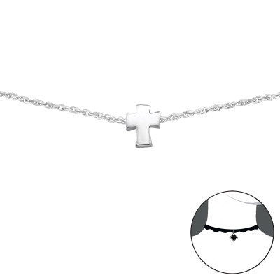 Silver Cross Choker