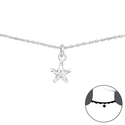 Silver Star Choker with Cubic Zirconia