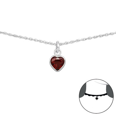 Silver Heart Choker with Cubic Zirconia