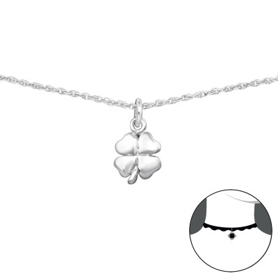 Silver Lucky Clover Choker