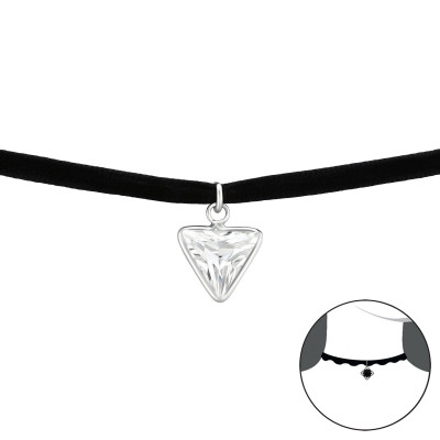 Silver Triangle Choker with Cubic Zirconia