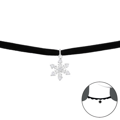 Silver Snowflake Choker with Cubic Zirconia