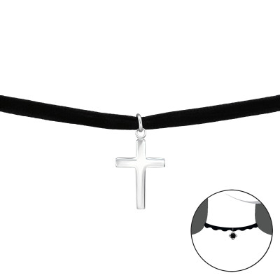 Cross Sterling Silver Choker