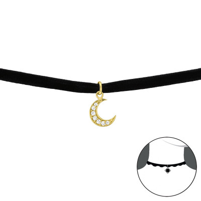 Silver Moon Choker with Cubic Zirconia