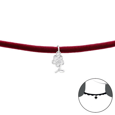 Silver Flower Choker with Cubic Zirconia