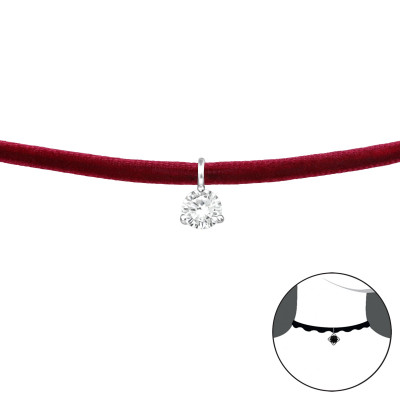 Silver Round Choker with Cubic Zirconia