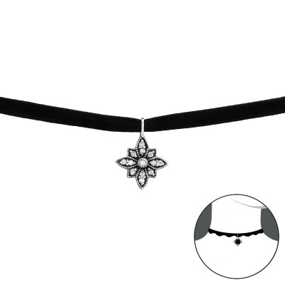 Silver Antique Choker with Cubic Zirconia