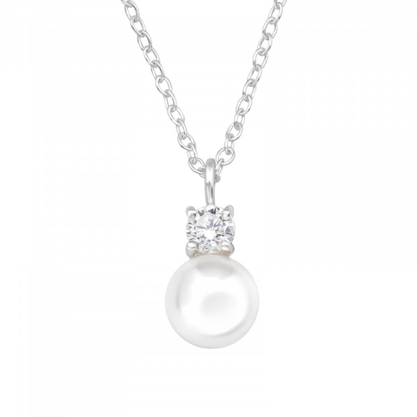Fetch Round Sterling Silver Necklace with Cubic Zirconia and
