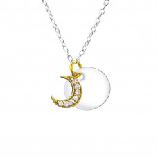 Moon Sterling Silver Necklace with Cubic Zirconia