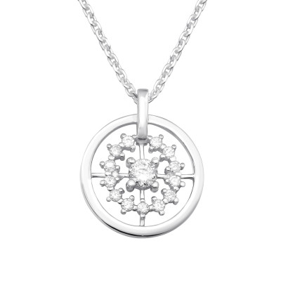 Silver Sparkling Necklace with Cubic Zirconia