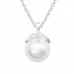 Silver Round Necklace with Synthetic Pearl