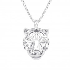 Silver Tiger Necklace with Cubic Zirconia
