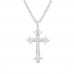 Silver Cross Necklace with Cubic Zirconia