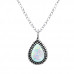 Silver Pear Necklace with Synthetic Opal