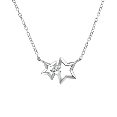 Silver Star Necklace with Cubic Zirconia