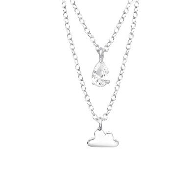 Silver Cloud Layer Necklace with Cubic Zirconia