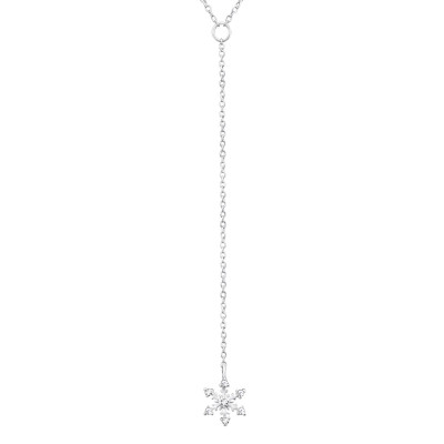 Silver Snowflake Y Necklace with Cubic Zirconia