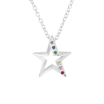 Silver Star Necklace with Cubic Zirconia
