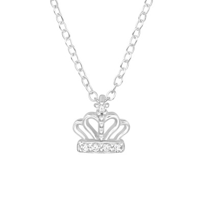 Crown Sterling Silver Necklace with Cubic Zirconia