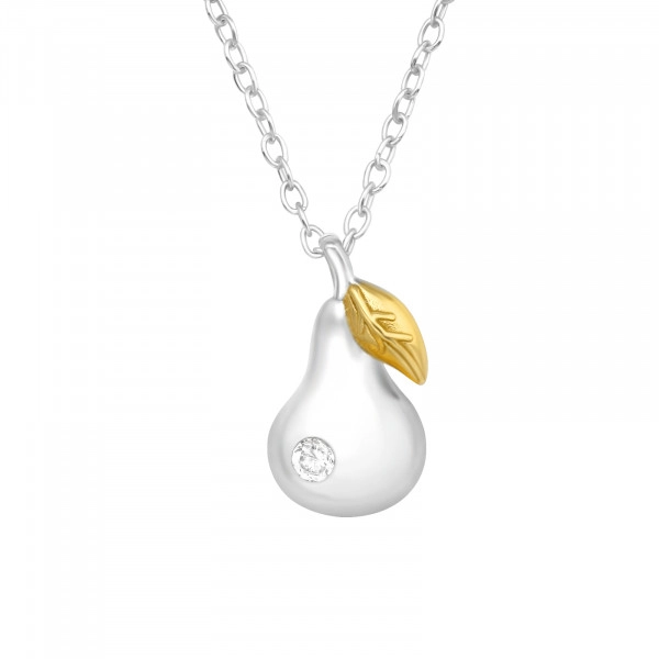 ☆Hei☆ sv925 pear cubic necklace HE24WINSG110XXFR Champagne Cubic Zirconia CZ Pear 925 Sterling Silver