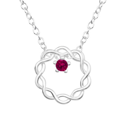 Silver Twisted Necklace with Cubic Zirconia