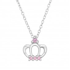 Crown Sterling Silver Necklace with Cubic Zirconia