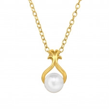 Sterling Silver Necklace with Hanging Imitation Pearl