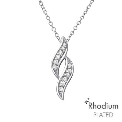 Silver Twist Necklace with Cubic Zirconia