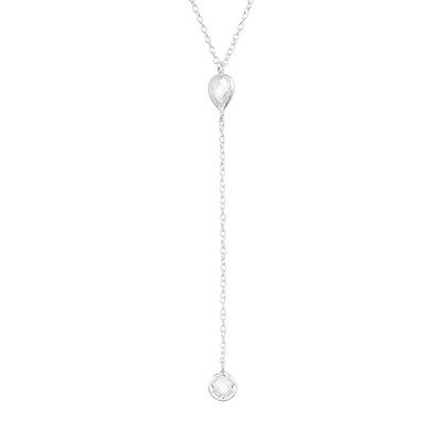 Silver Geometric Necklace with Cubic Zirconia