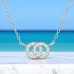 Double Circle Sterling Silver Necklace with Cubic Zirconia