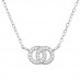 Double Circle Sterling Silver Necklace with Cubic Zirconia