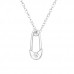 Silver Pin Necklace with Cubic Zirconia