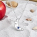 Crescent Moon with Stars Sterling Silver Necklace with Cubic Zirconia