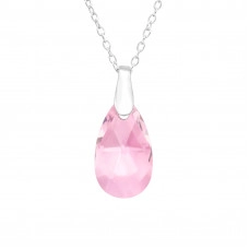 Silver Teardrop Necklace with Crystal